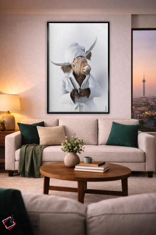 تابلو دکوراتیو طرح گاو کوهستانی برای حمام اثر جوفری فیلیپ - D2B