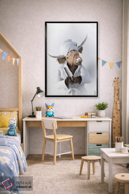 تابلو دکوراتیو طرح گاو کوهستانی برای حمام اثر جوفری فیلیپ - D3B