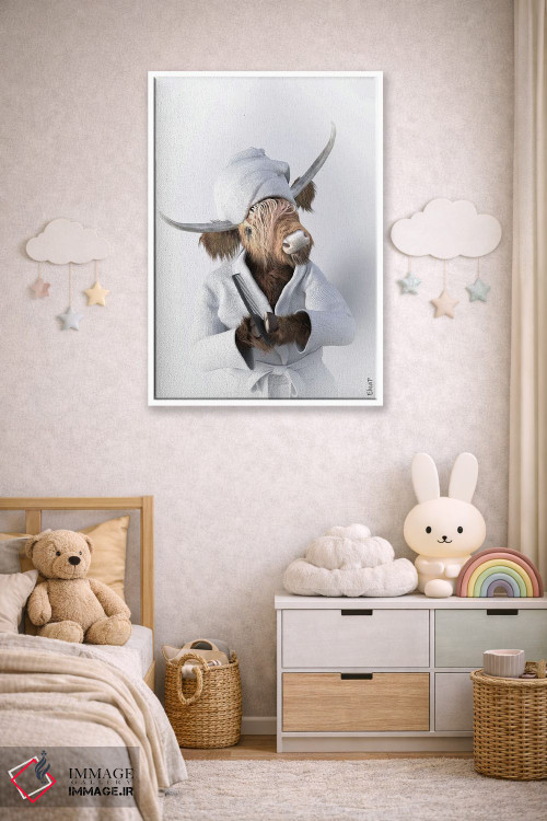 تابلو دکوراتیو طرح گاو کوهستانی برای حمام اثر جوفری فیلیپ - D5W