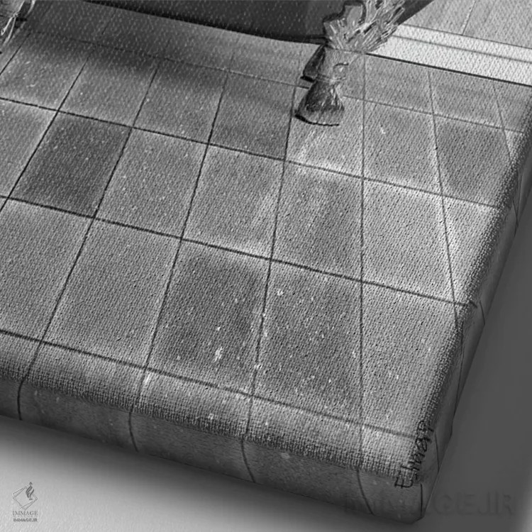 تابلو دکوراتیو طرح فیل برای حمام، پوستر بامزه فیل اثر جوفری فیلیپ - نمای نزدیک بافت بوم