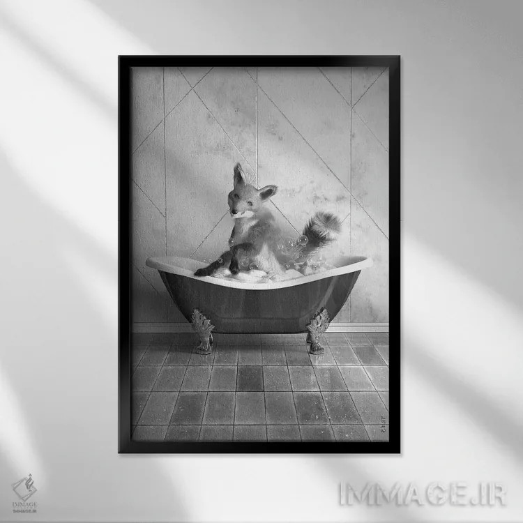 تابلو دکوراتیو روباه در وان اثر جوفری فیلیپ - نمای قابدار مشکی