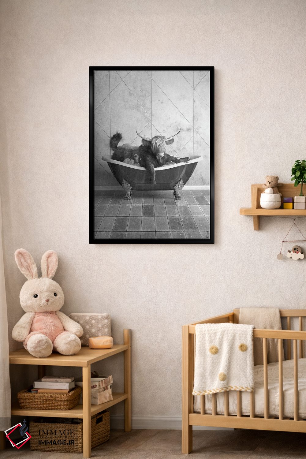 تابلو دکوراتیو طرح گاو کوهستانی برای حمام اثر جوفری فیلیپ - D3B