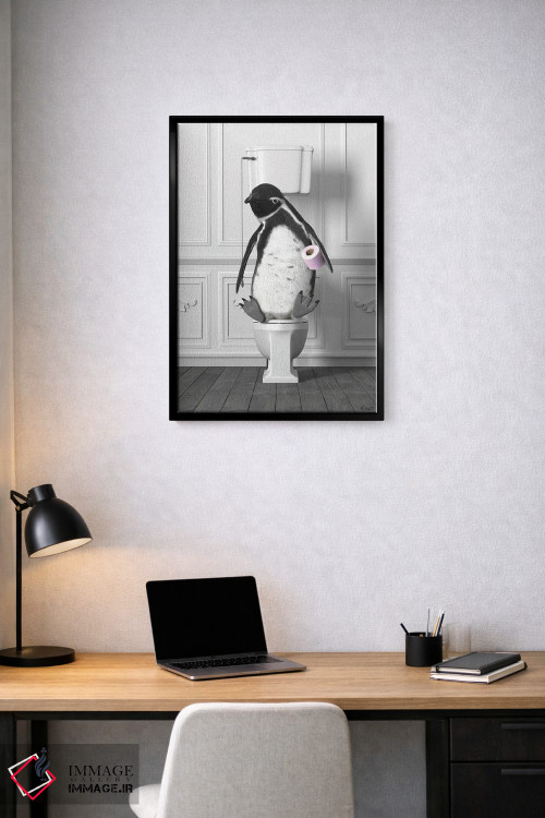 تابلو دکوراتیو پنگوئن در توالت اثر جوفری فیلیپ - D2B