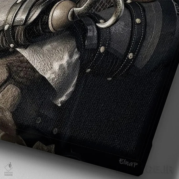 تابلو دکوراتیو پرتره فیل به سبک رنسانس قدیمی اثر جوفری فیلیپ - نمای نزدیک بافت بوم