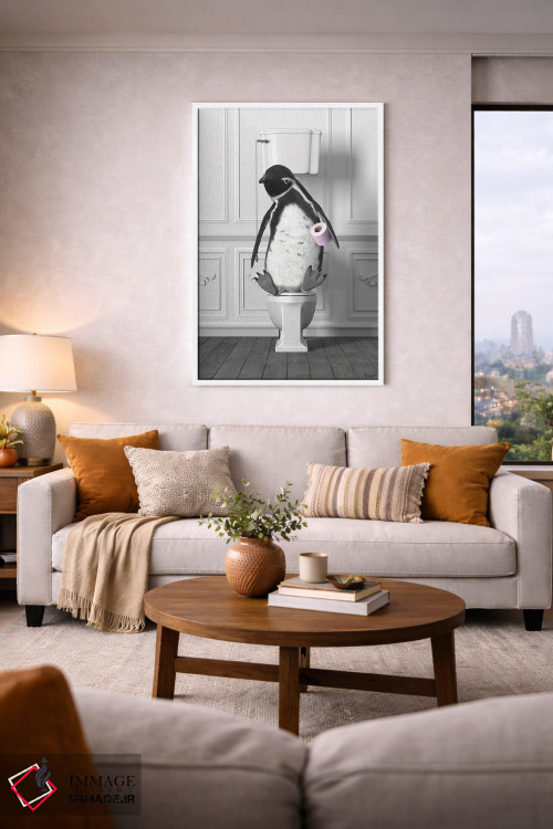 تابلو دکوراتیو پنگوئن در توالت اثر جوفری فیلیپ - D4W