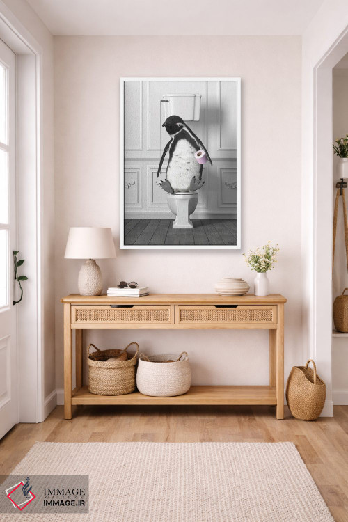 تابلو دکوراتیو پنگوئن در توالت اثر جوفری فیلیپ - D6W