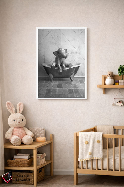 تابلو دکوراتیو طرح فیل برای حمام، پوستر بامزه فیل اثر جوفری فیلیپ - D3W