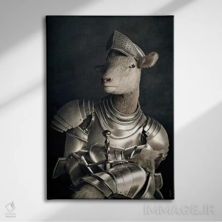 تابلو دکوراتیو پرتره بره به سبک رنسانس قدیمی اثر جوفری فیلیپ - نمای روبهرو روی دیوار