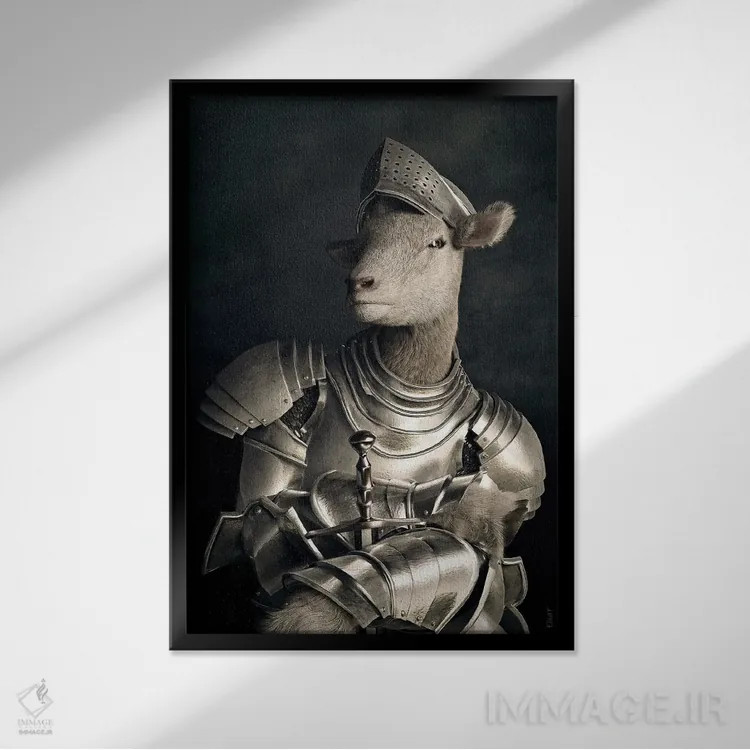 تابلو دکوراتیو پرتره بره به سبک رنسانس قدیمی اثر جوفری فیلیپ - نمای قابدار مشکی