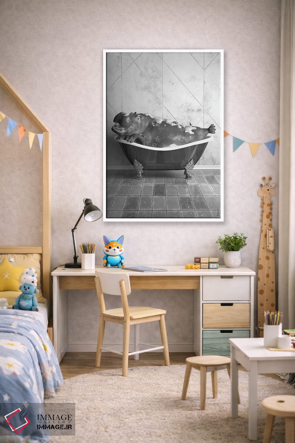 تابلو دکوراتیو اسب آبی در وان اثر جوفری فیلیپ - D1W