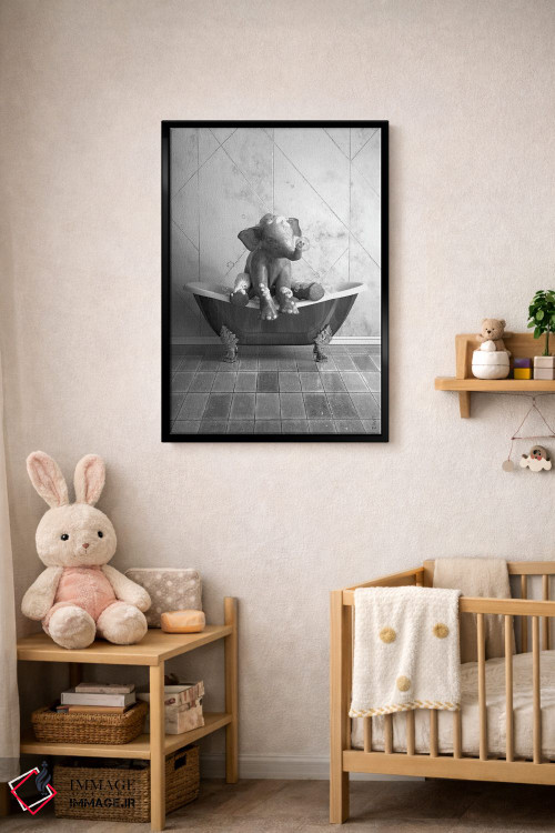 تابلو دکوراتیو طرح فیل برای حمام، پوستر بامزه فیل اثر جوفری فیلیپ - D4B