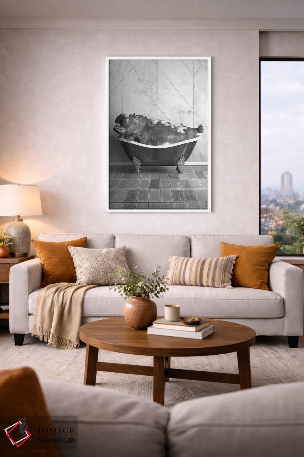 تابلو دکوراتیو اسب آبی در وان اثر جوفری فیلیپ - D5W