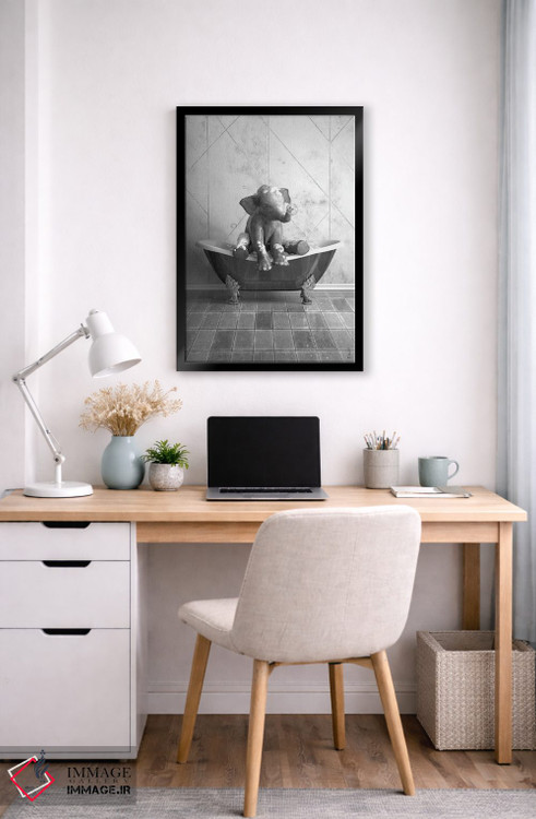 تابلو دکوراتیو طرح فیل برای حمام، پوستر بامزه فیل اثر جوفری فیلیپ - D6B