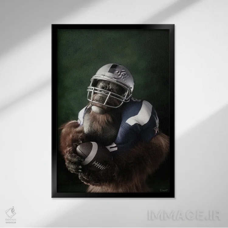 تابلو دکوراتیو پرتره اورانگوتان به سبک رنسانس قدیمی اثر جوفری فیلیپ - نمای قابدار مشکی