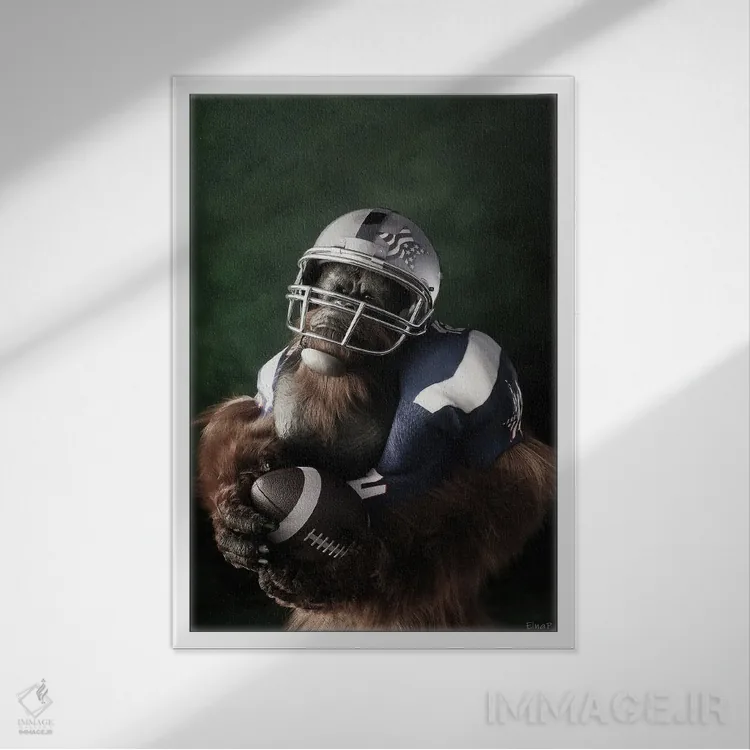 تابلو دکوراتیو پرتره اورانگوتان به سبک رنسانس قدیمی اثر جوفری فیلیپ - نمای قابدار سفید