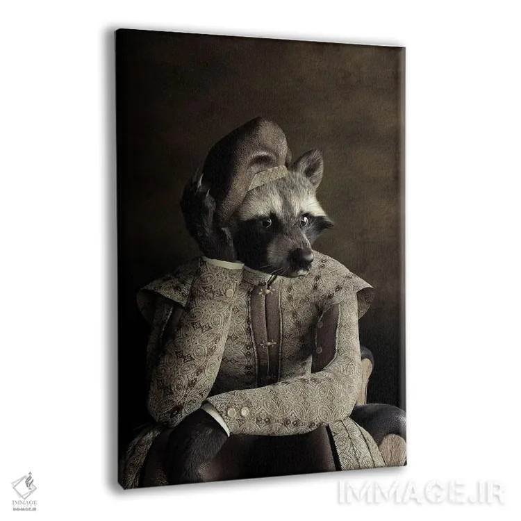 تابلو دکوراتیو پرتره راکون به سبک رنسانس قدیمی اثر جوفری فیلیپ - نمای پرسپکتیو محصول