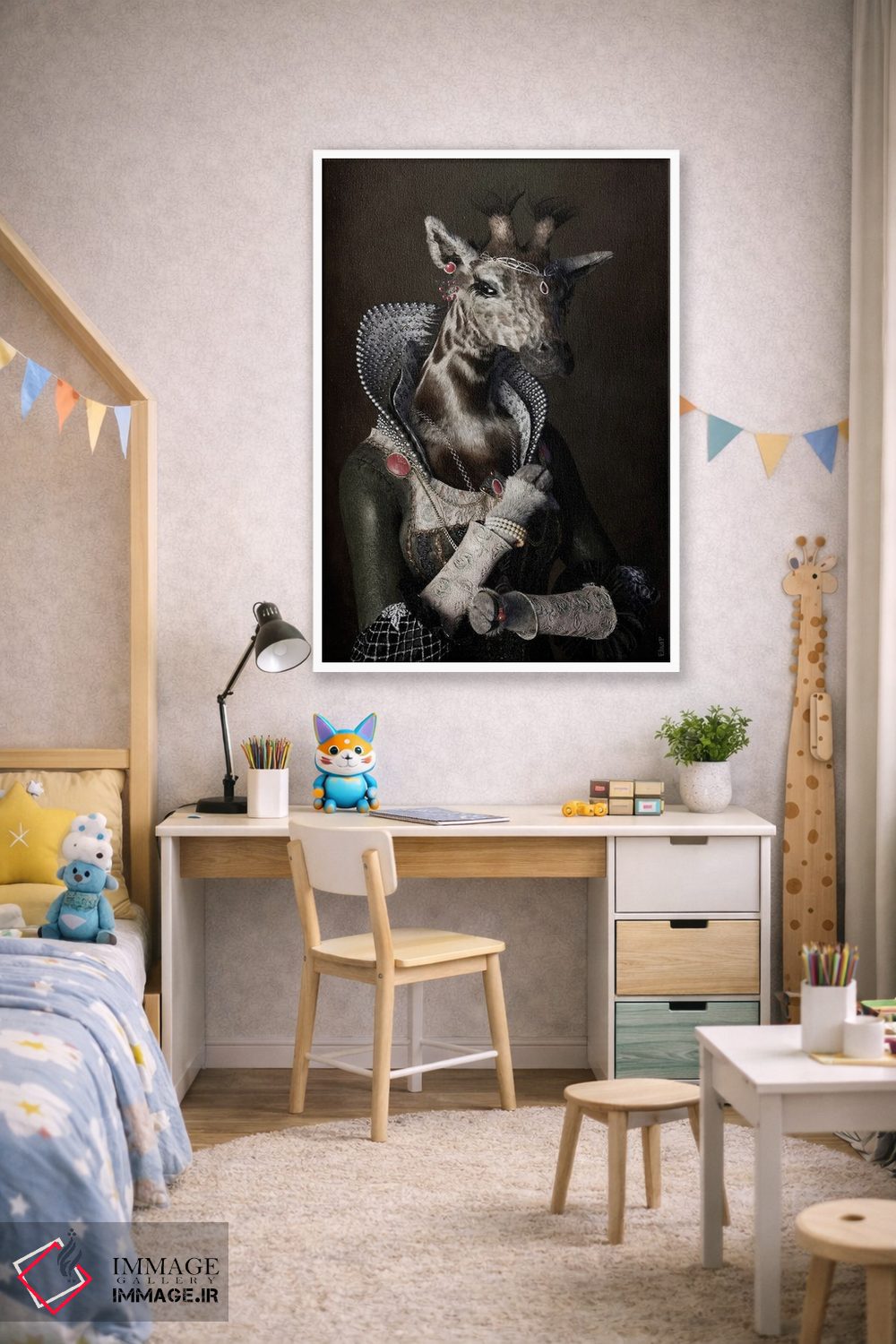 تابلو دکوراتیو پرتره زرافه به سبک رنسانس قدیمی اثر جوفری فیلیپ - D1W