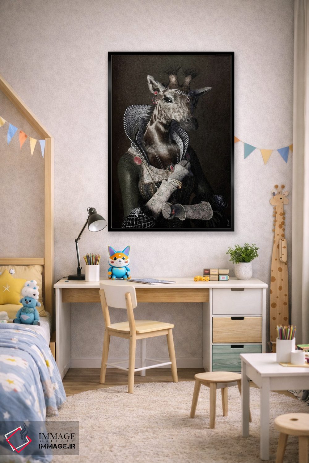 تابلو دکوراتیو پرتره زرافه به سبک رنسانس قدیمی اثر جوفری فیلیپ - D2B