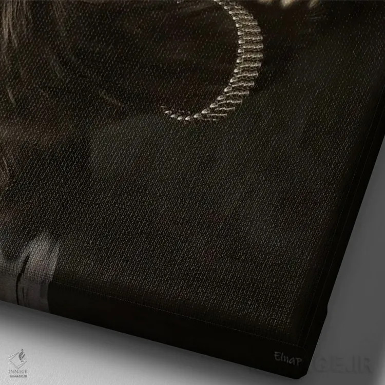 تابلو دکوراتیو پرتره تنبل به سبک رنسانس قدیمی اثر جوفری فیلیپ - نمای نزدیک بافت بوم