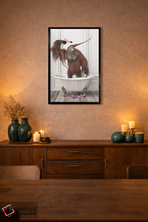 تابلو دکوراتیو اورانگوتان ها در حمام اثر جوفری فیلیپ - D3B
