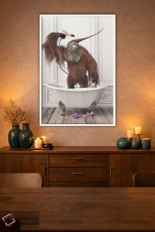 تابلو دکوراتیو اورانگوتان ها در حمام اثر جوفری فیلیپ - D2W