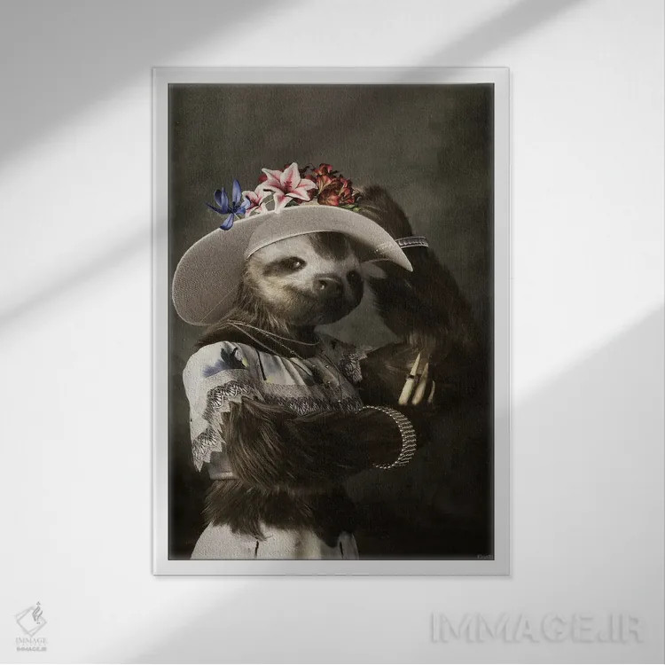 تابلو دکوراتیو پرتره تنبل به سبک رنسانس قدیمی اثر جوفری فیلیپ - نمای قابدار سفید