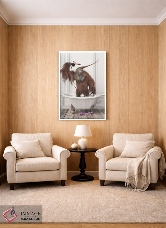 تابلو دکوراتیو اورانگوتان ها در حمام اثر جوفری فیلیپ - D4W