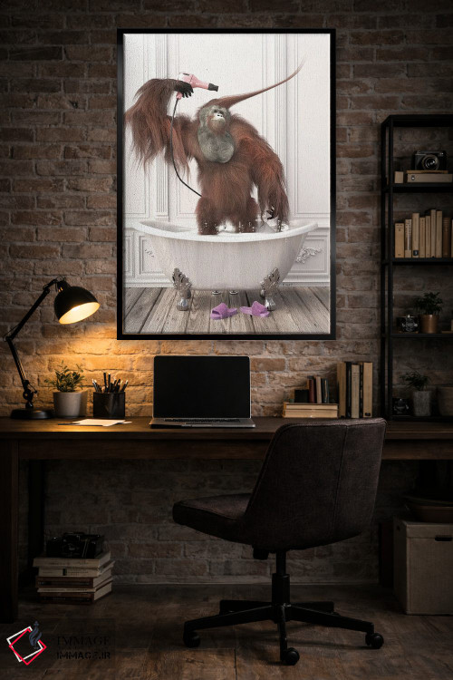 تابلو دکوراتیو اورانگوتان ها در حمام اثر جوفری فیلیپ - D6B