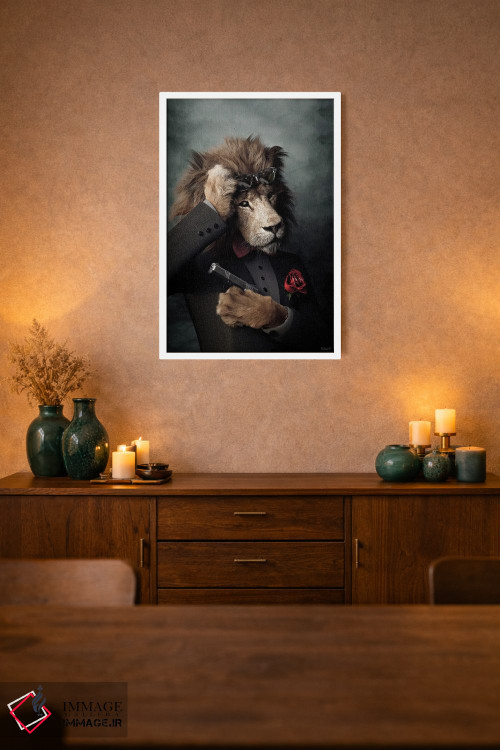 تابلو دکوراتیو پرتره شیر به سبک رنسانس قدیمی اثر جوفری فیلیپ - D1W