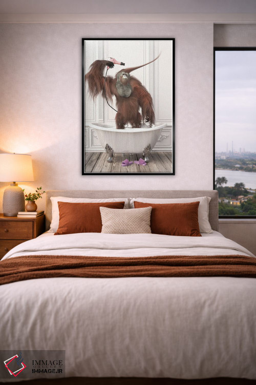 تابلو دکوراتیو اورانگوتان ها در حمام اثر جوفری فیلیپ - D5B