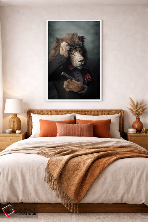تابلو دکوراتیو پرتره شیر به سبک رنسانس قدیمی اثر جوفری فیلیپ - D3W