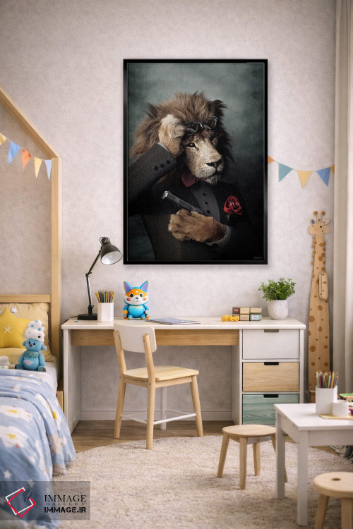 تابلو دکوراتیو پرتره شیر به سبک رنسانس قدیمی اثر جوفری فیلیپ - D2B