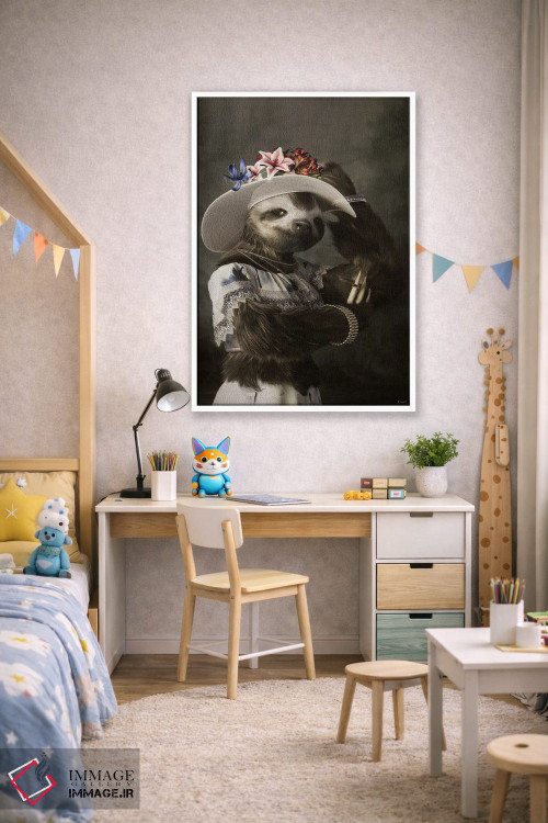 تابلو دکوراتیو پرتره تنبل به سبک رنسانس قدیمی اثر جوفری فیلیپ - D1W