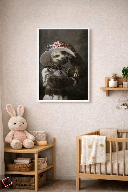 تابلو دکوراتیو پرتره تنبل به سبک رنسانس قدیمی اثر جوفری فیلیپ - D3W