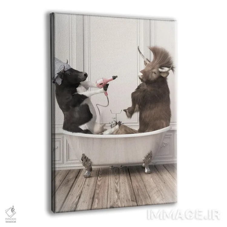 تابلو دکوراتیو گاوها در حمام اثر جوفری فیلیپ - نمای پرسپکتیو محصول
