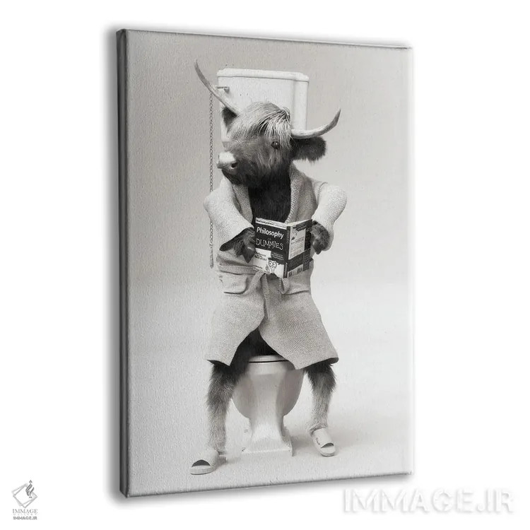 تابلو دکوراتیو گاو کوهستانی در توالت اثر جوفری فیلیپ - نمای پرسپکتیو محصول