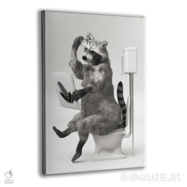 تابلو دکوراتیو راکون در توالت اثر جوفری فیلیپ - نمای پرسپکتیو محصول