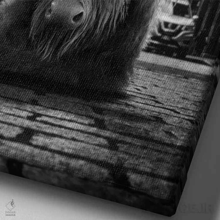 تابلو دکوراتیو گاو کوهستانی در خیابان اثر جوفری فیلیپ - نمای نزدیک بافت بوم