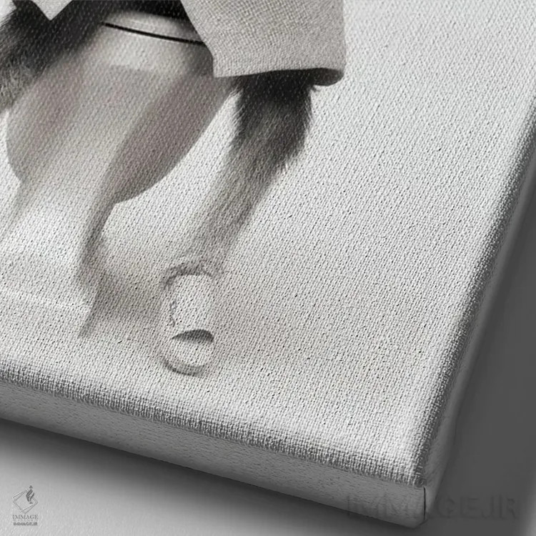 تابلو دکوراتیو گاو کوهستانی در توالت اثر جوفری فیلیپ - نمای نزدیک بافت بوم