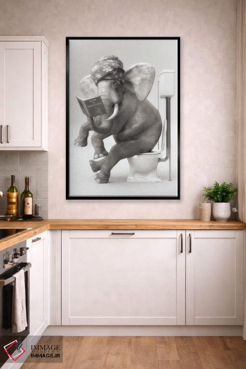 تابلو دکوراتیو فیل در توالت با یک کتاب اثر جوفری فیلیپ - D2B