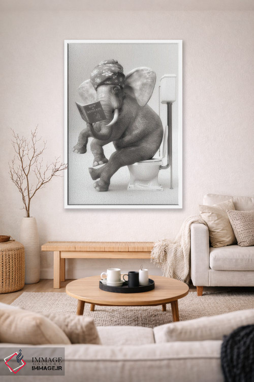 تابلو دکوراتیو فیل در توالت با یک کتاب اثر جوفری فیلیپ - D1W
