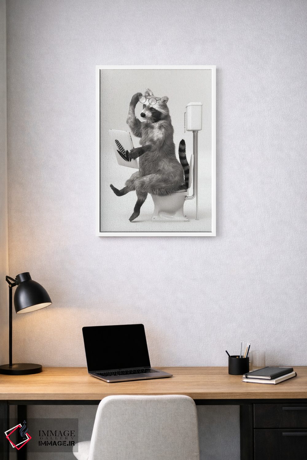 تابلو دکوراتیو راکون در توالت اثر جوفری فیلیپ - D1W