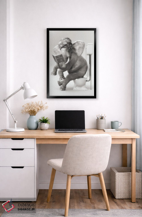 تابلو دکوراتیو فیل در توالت با یک کتاب اثر جوفری فیلیپ - D5B