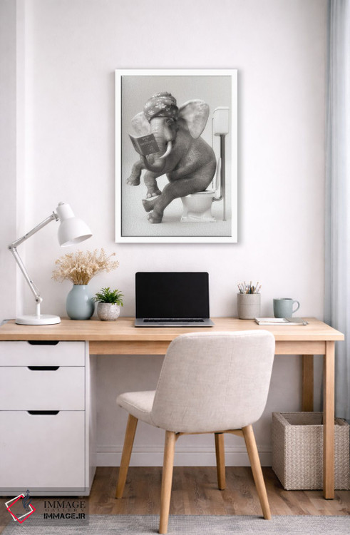 تابلو دکوراتیو فیل در توالت با یک کتاب اثر جوفری فیلیپ - D4W