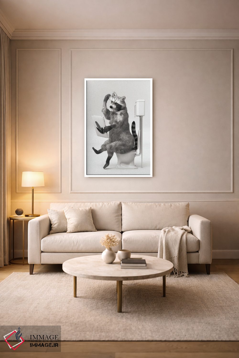 تابلو دکوراتیو راکون در توالت اثر جوفری فیلیپ - D3W