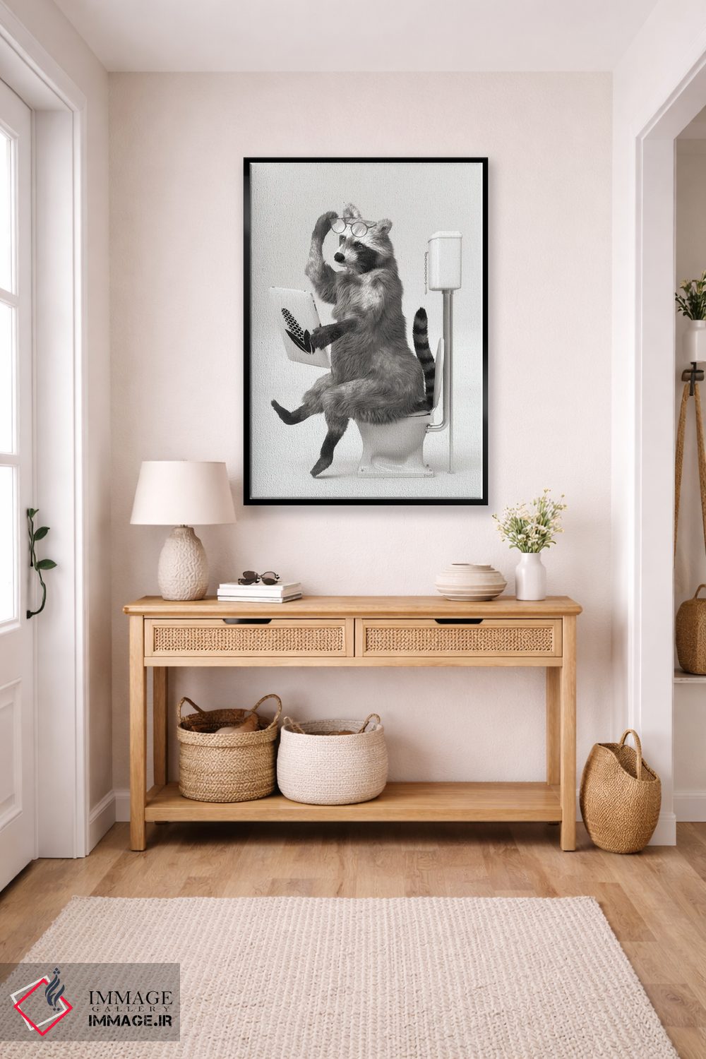 تابلو دکوراتیو راکون در توالت اثر جوفری فیلیپ - D6B