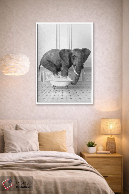 تابلو دکوراتیو فیل در حمام سیاه و سفید اثر جوفری فیلیپ - D1W
