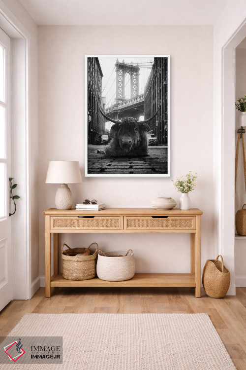 تابلو دکوراتیو گاو کوهستانی در خیابان اثر جوفری فیلیپ - D4W