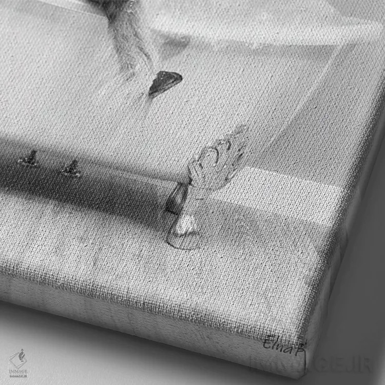 تابلو دکوراتیو دفترچه گاو کوهستانی در حمام اثر جوفری فیلیپ - نمای نزدیک بافت بوم