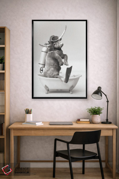 تابلو دکوراتیو گاو کوهستانی در حمام در حال غواصی زیر آب اثر جوفری فیلیپ - D3B